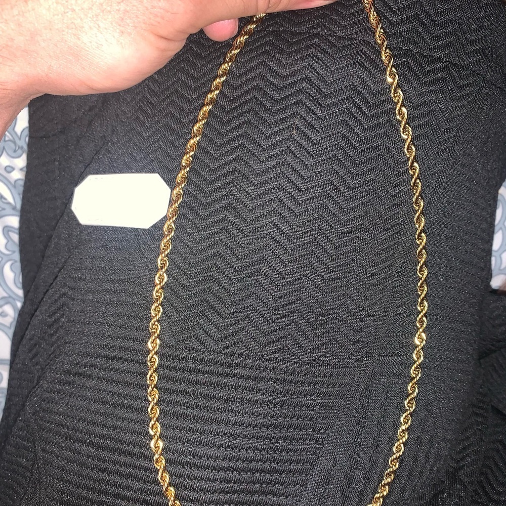 Gold Rope Chain Necklace 18K Gold 4mm Round  Necklace 22 inch jewelry
